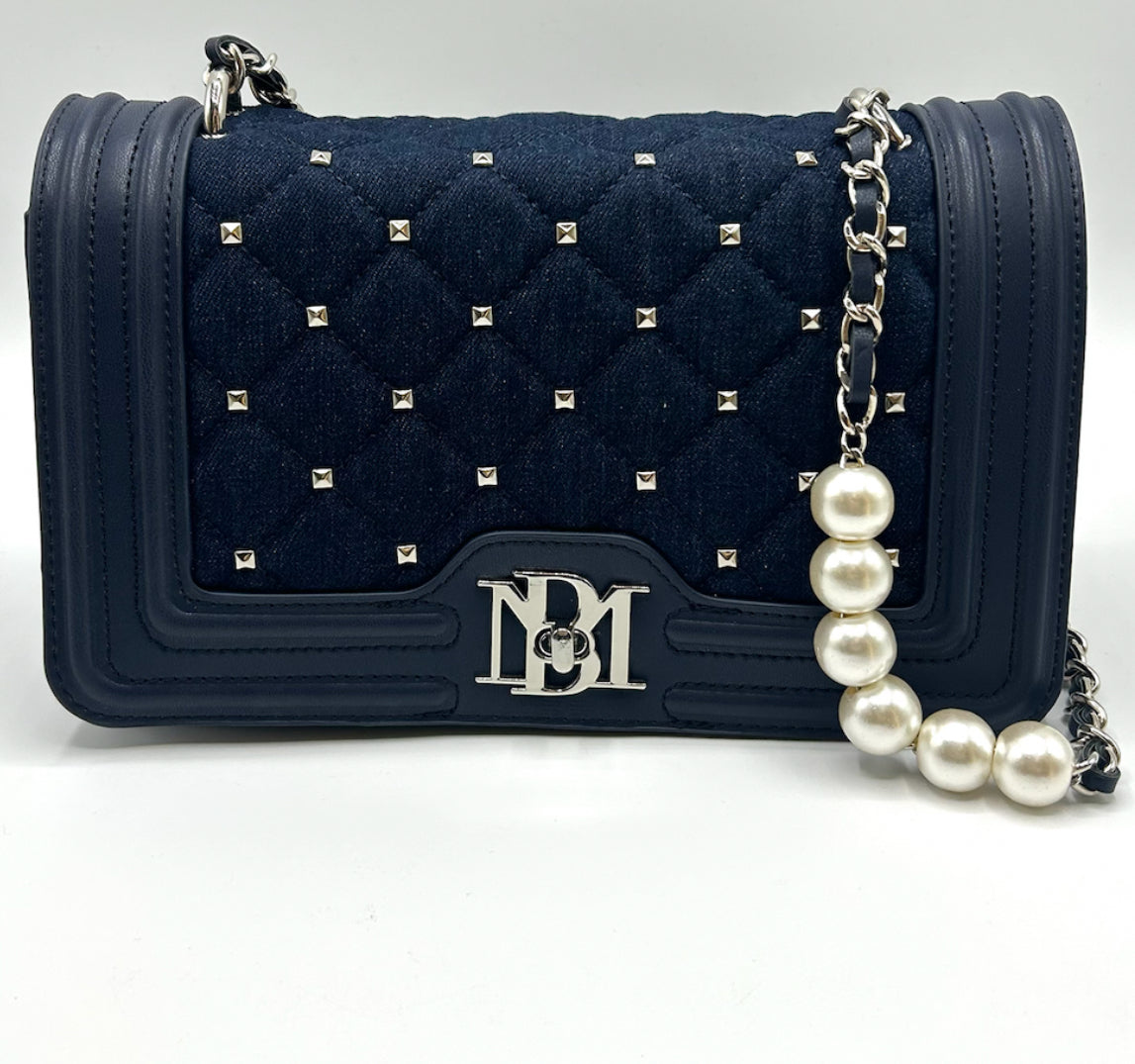 Badgley Mischka Quilted Denim Crossbody Bag